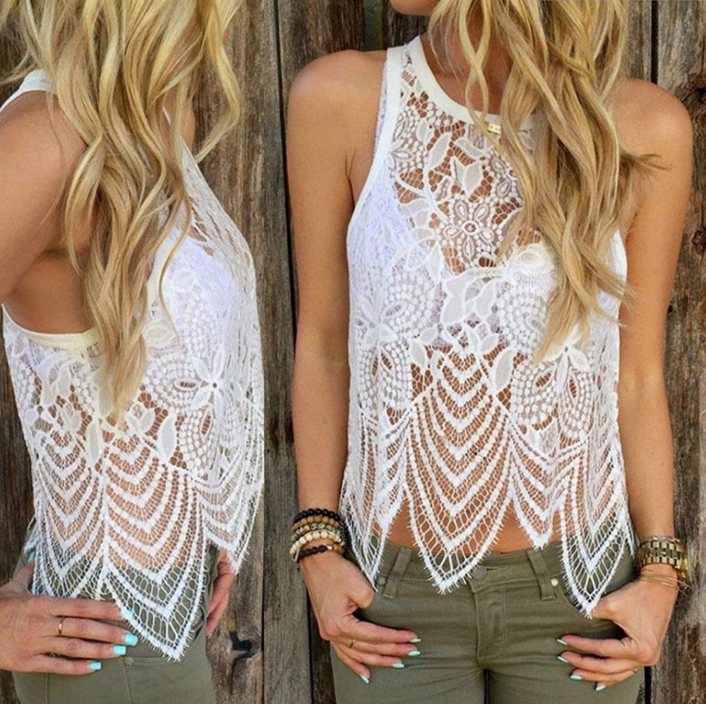 gorgeous crocheted lace tank - Picture 1 of 6